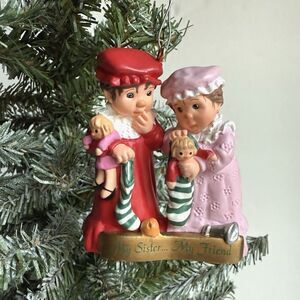 Vtg 1999 My Sister My Friend Hallmark Cards Christmas Ornament Xmas Stockings